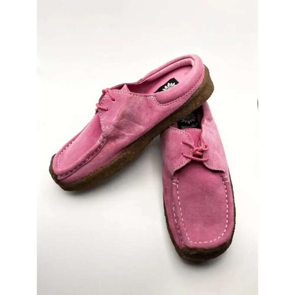 Yellow Box Depot Leather Mules Womens 6.5 Suede Pink Comfort Artsy Slip On - Picture 1 of 8